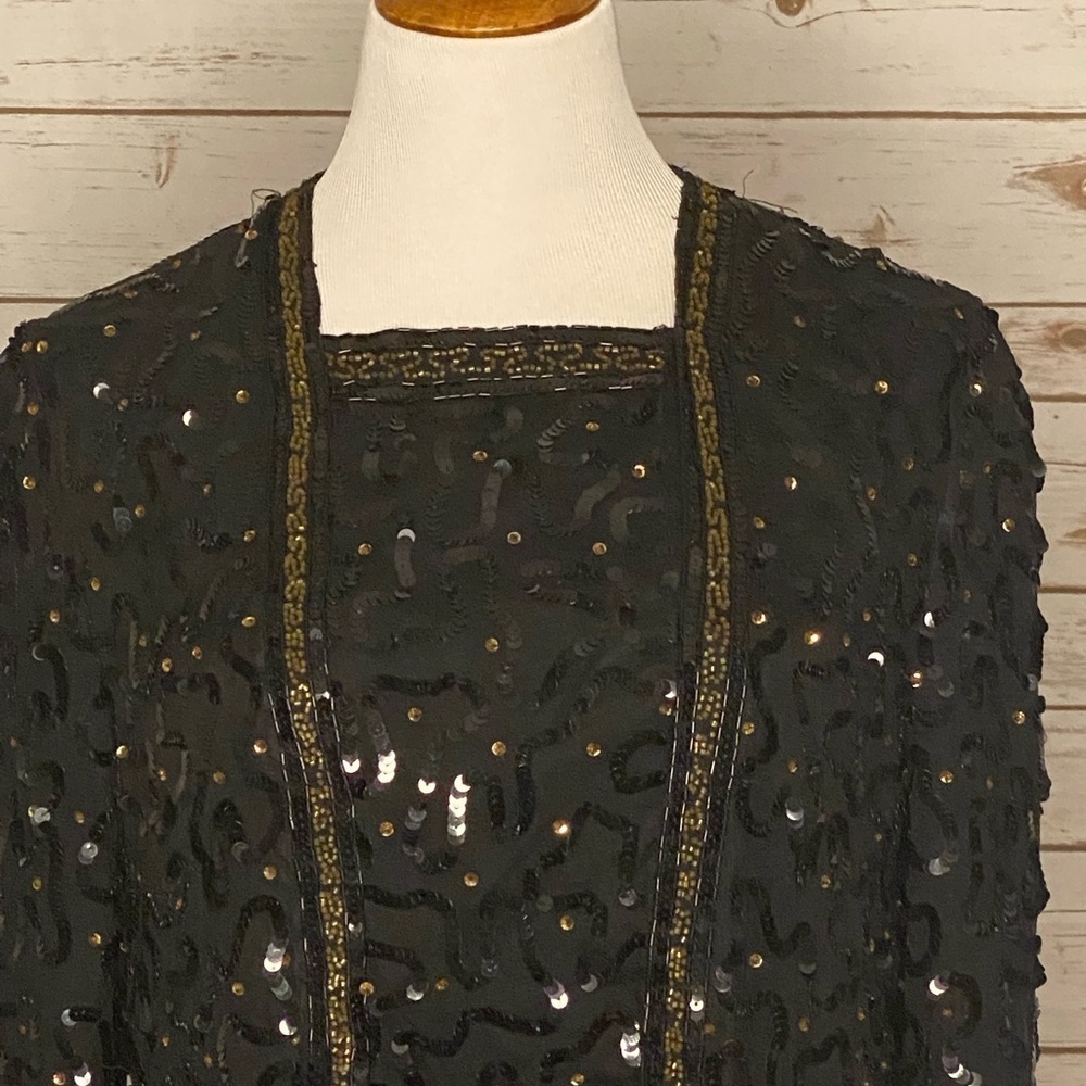 Vintage Styleworks 100% silk sequin/beaded tunic - Picture 2 of 6